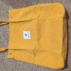 Yellow corduroy Casual Tote Bag Purse Mustard Minimalist